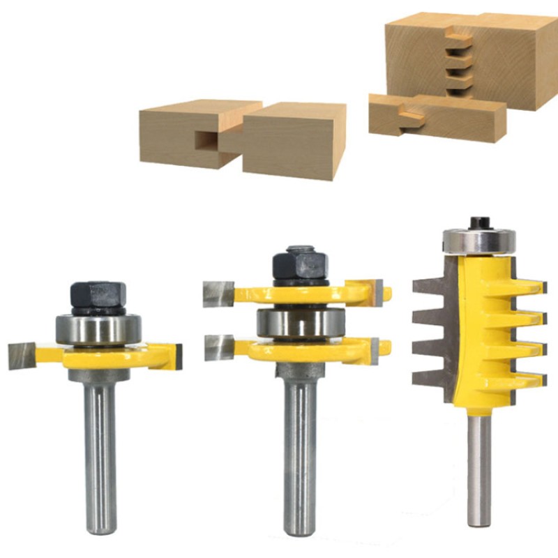 Router Bit Set Manufacturer - 3pcs Tongue and Groove Finger Joint 8mm Shank