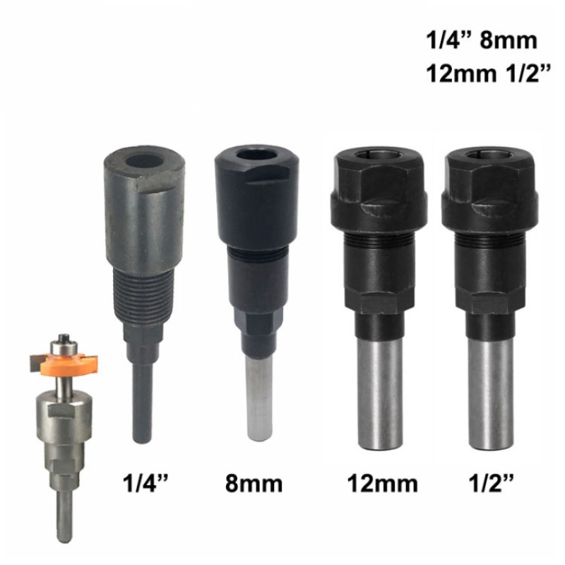 Router Bit Extension Factory - 1/4" 8mm 12mm 1/2" Shank Rod Converter Collet
