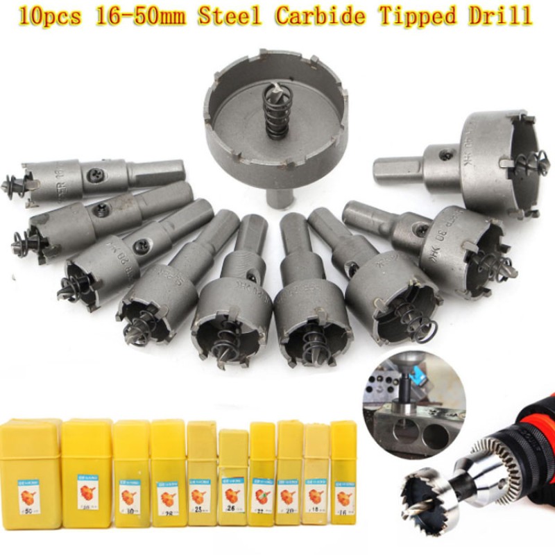 Tungsten Carbide Drill Manufacturer - 16 Pcs TCT Hole Saw Set 15mm to 50mm