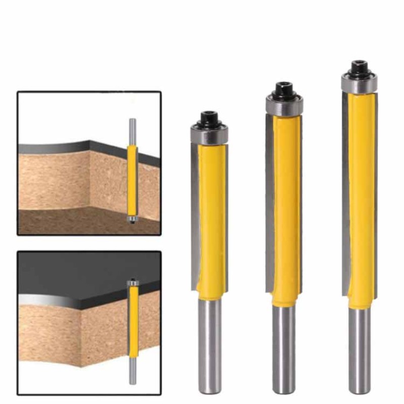 Router Bit Factory - 1pcs 8mm Shank Flush Trim Long Bit with Bearings