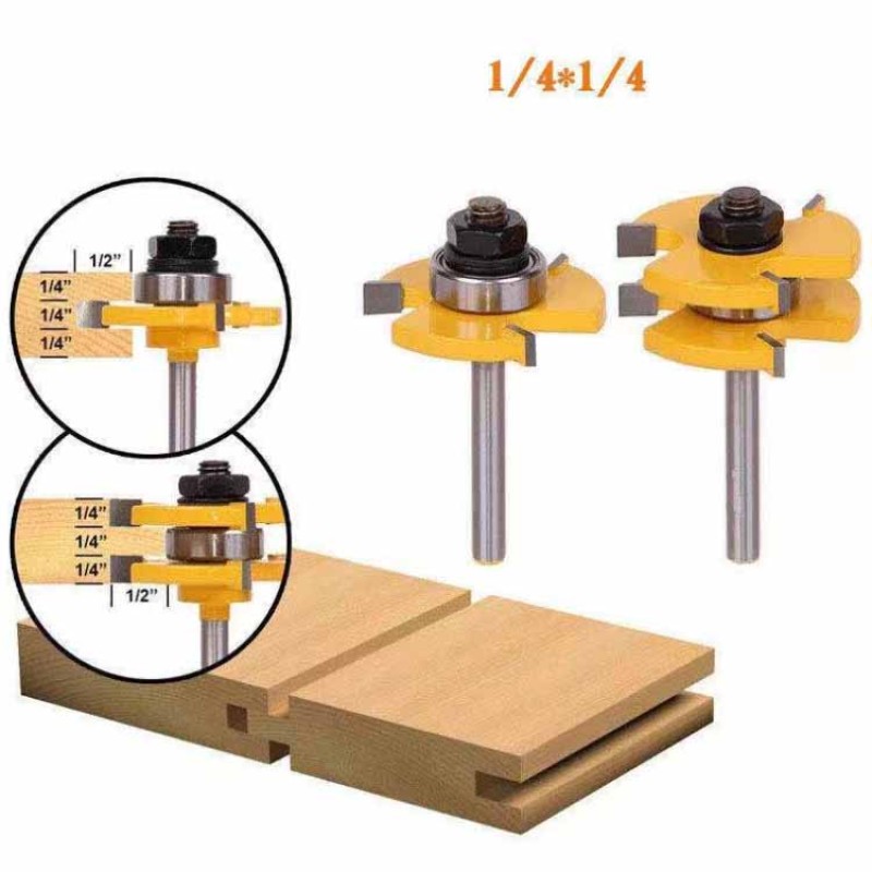 Router Bit Set Supplier - 2pcs Tongue and Groove 1/4" X 1/4" 8mm Shank