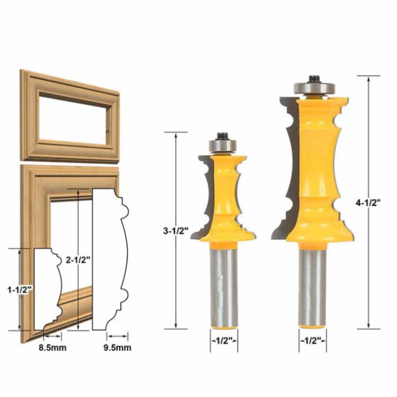 Router Bit Set Manufacturer - 2pc Mitered Door Molding & Chair Rail Bit