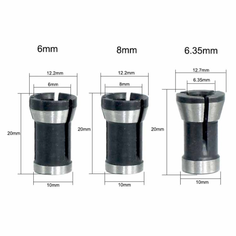 Collet Chuck Factory - 3pcs One Set 6mm 6.35mm 8mm Engraving Trimming Collets