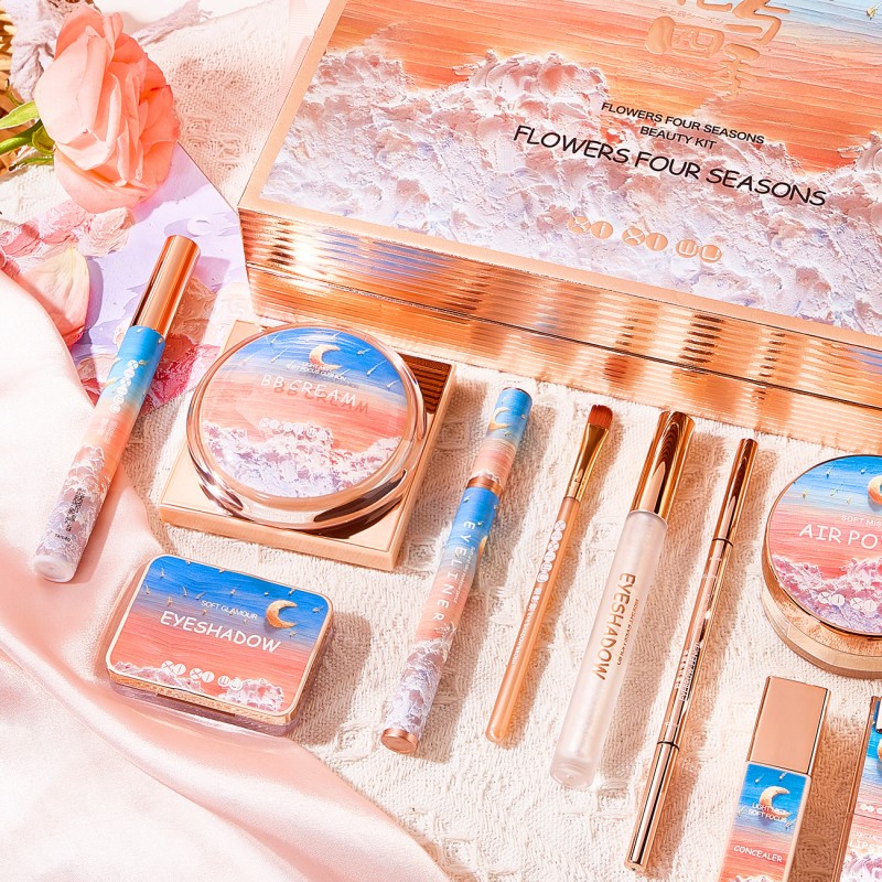 Makeup Set Factory - 10-Piece Holiday Gift Flower Box Lipstick Air Cushion