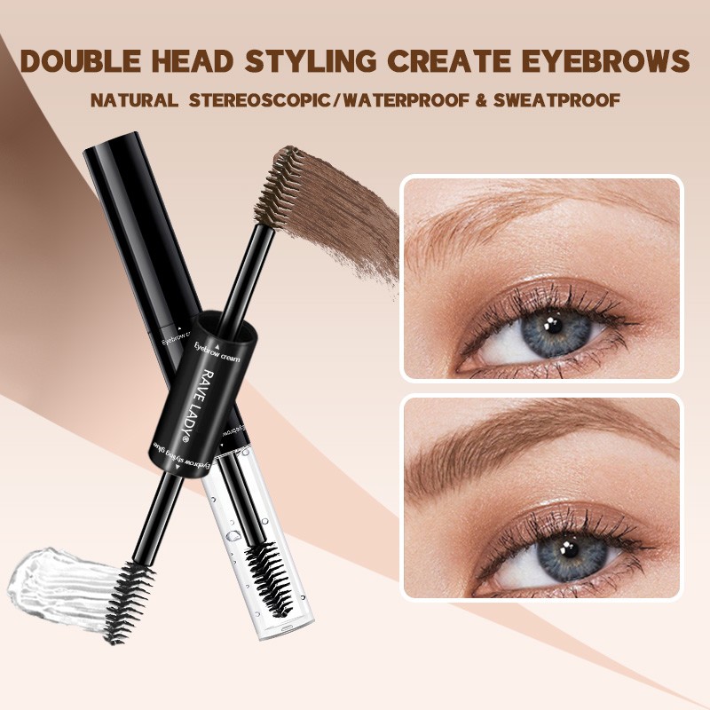Eyebrow Gel Factory - 2 in 1 Double Head Natural Waterproof Liquid Dye Brush