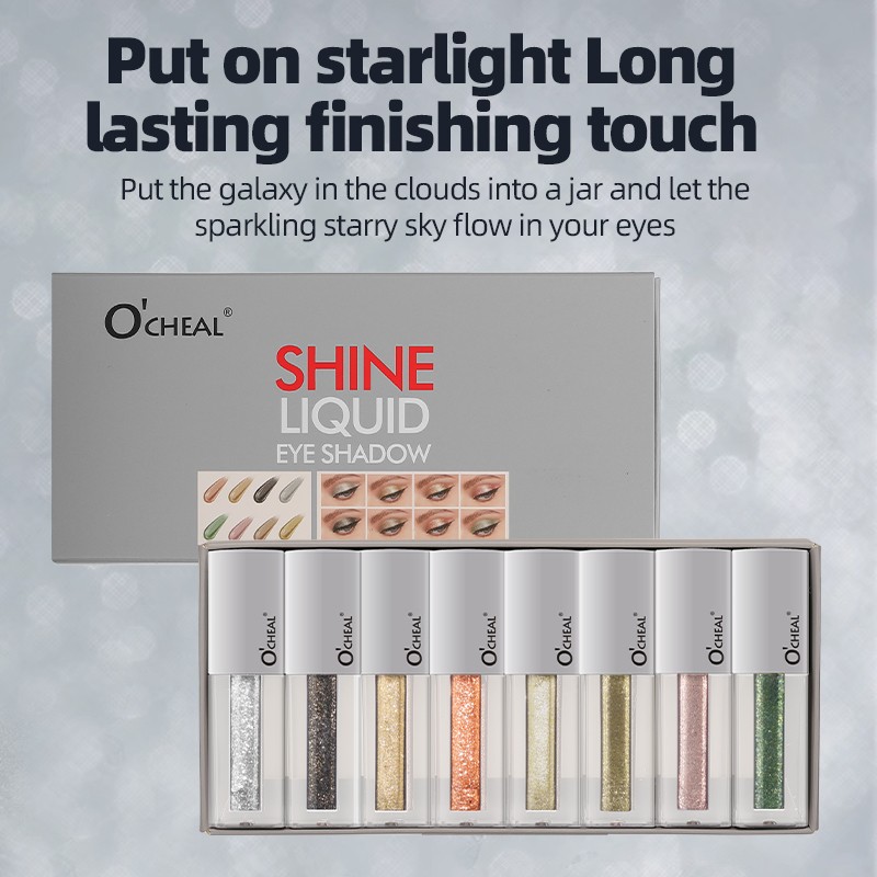 Liquid Eye Shadow Factory - O'CHEAL 8 Pcs/Set Metallic Starlight Glitter Waterproof