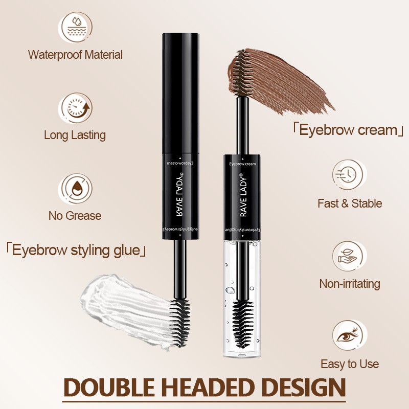 Eyebrow Gel Factory - 2 in 1 Double Head Natural Waterproof Liquid Dye Brush