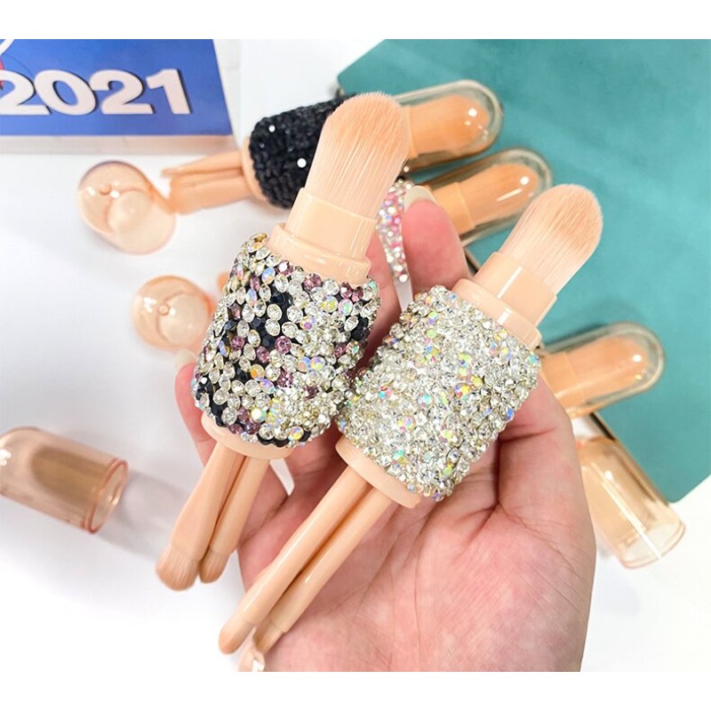 Makeup Brush Factory - Clear Crystal Biamond Handle 4-in-1 Eyeshadow Foundation