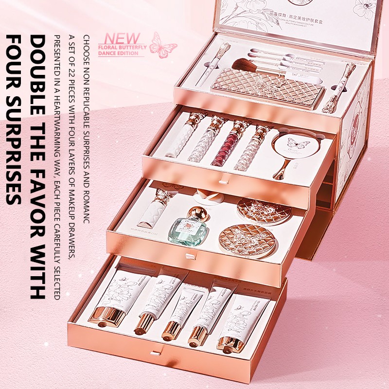 Makeup Gift Box Supplier - 22 PCS Full Range Skin Care Cosmetic for Beginners