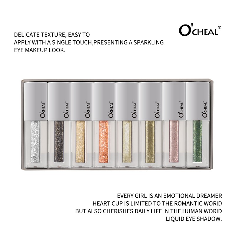 Liquid Eye Shadow Factory - O'CHEAL 8 Pcs/Set Metallic Starlight Glitter Waterproof