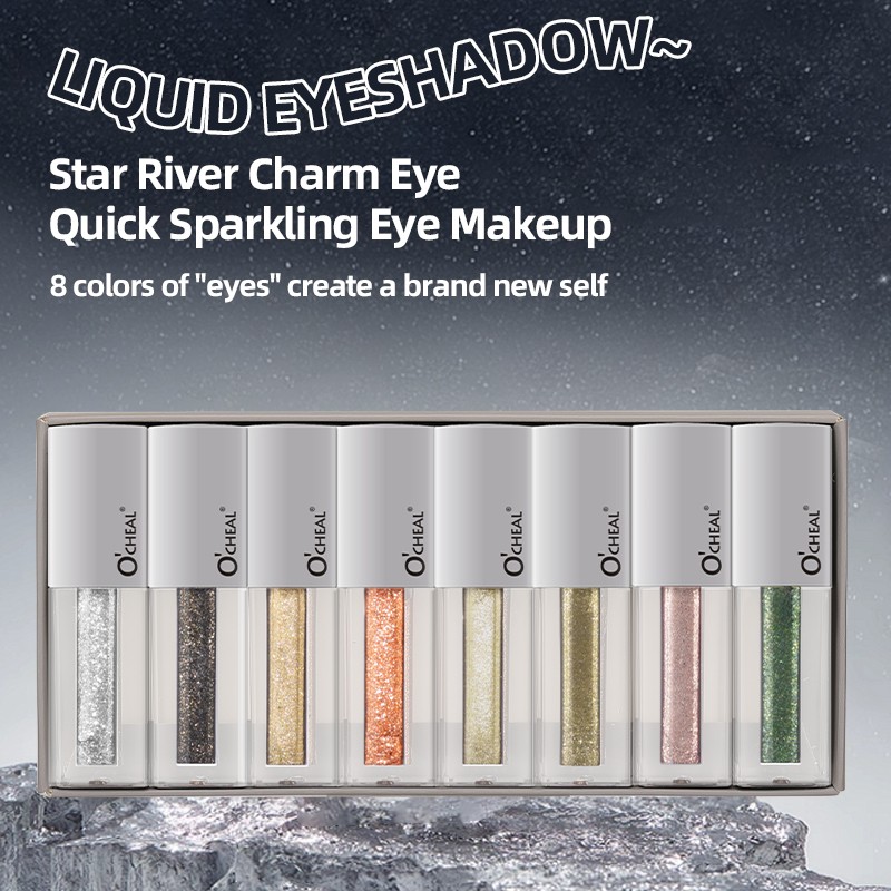 Liquid Eye Shadow Factory - O'CHEAL 8 Pcs/Set Metallic Starlight Glitter Waterproof