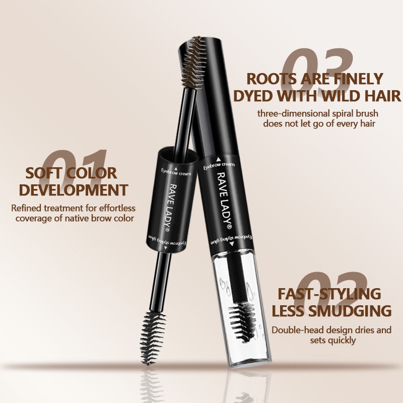Eyebrow Gel Factory - 2 in 1 Double Head Natural Waterproof Liquid Dye Brush