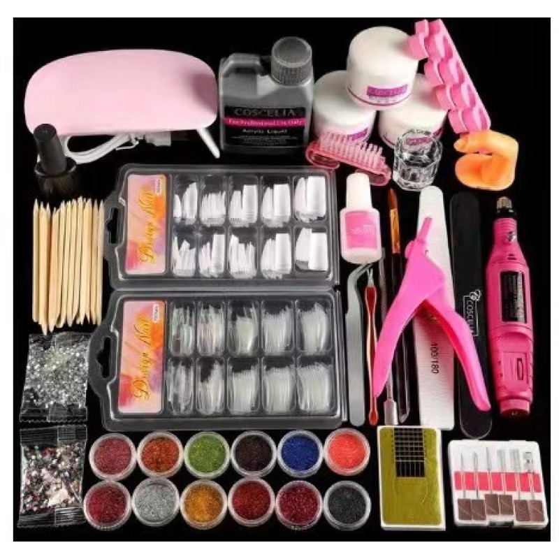 Nail Art Kit Supplier - NK01A Professional Set LED Lamp Acrylic Gel Drill