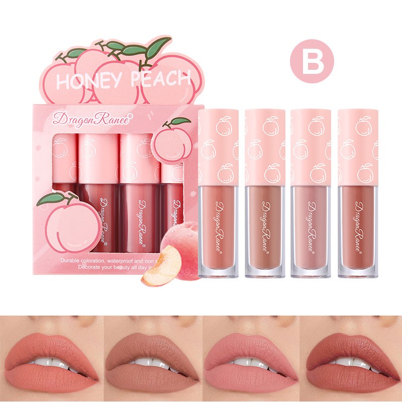Lip Gloss Set Manufacturer - LGK02A Dragon Ranee Long Lasting 4pcs Velvet Matte
