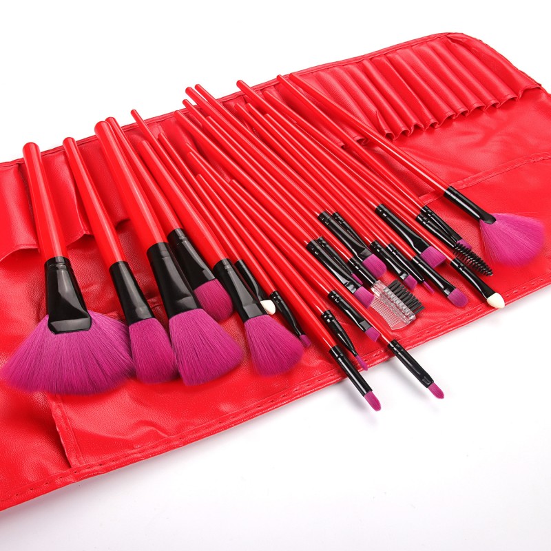 Makeup Brush Set Manufacturer - MB24A Professional 24 Pcs Plastic Handle Complete