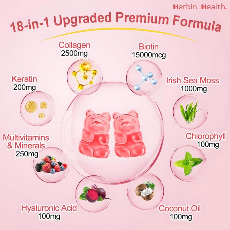 In Stock Wholesale Price Collagen Gummies Formulated to Support Hair Skin Nail Growth Vitanins Biotin Candy Ready to Ship