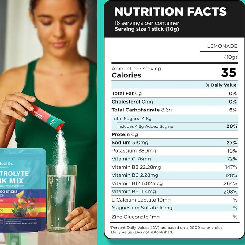 Private Label Vitamin Sport Nutrition Powder Low Sugar Electrolyte Drink Hydration Powder Packets with Electrolytes Minerals