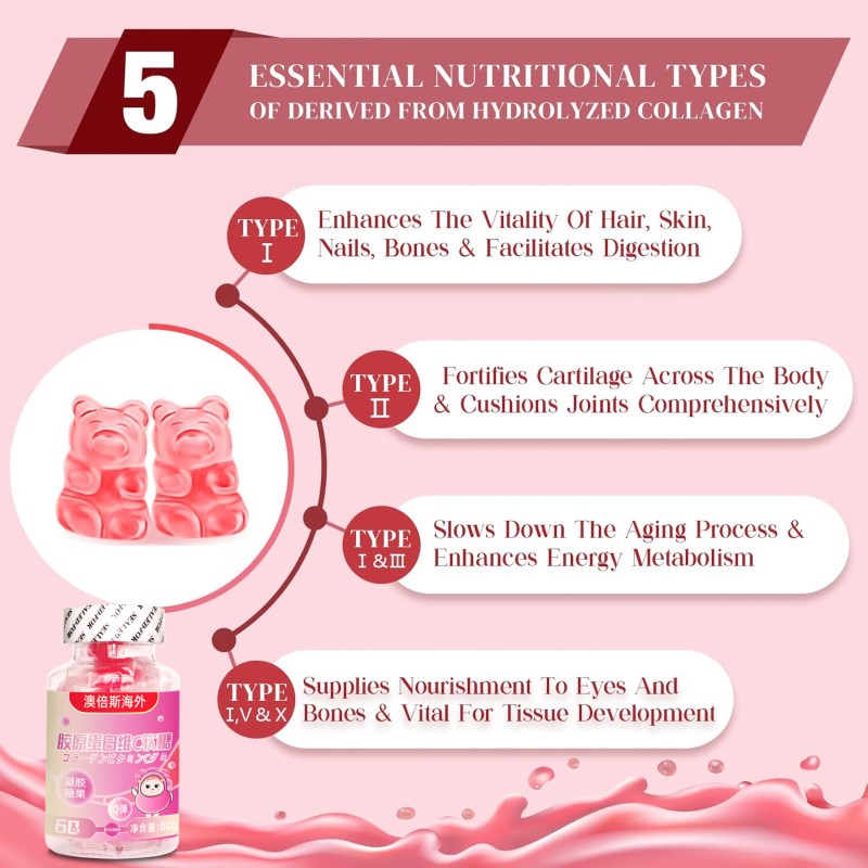 In Stock Wholesale Price Collagen Gummies Formulated to Support Hair Skin Nail Growth Vitanins Biotin Candy Ready to Ship