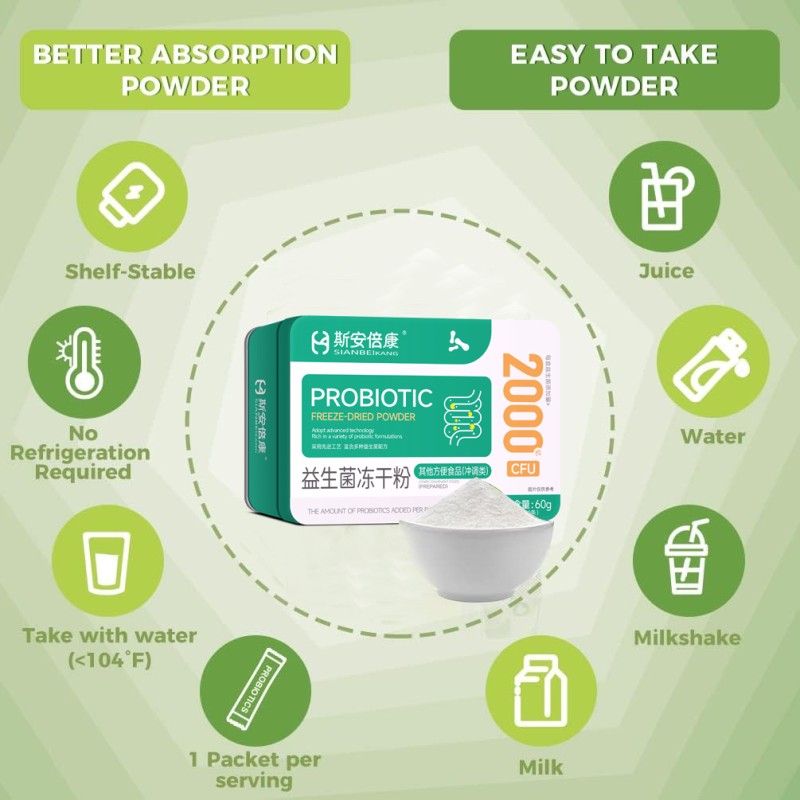 OEM ODM Probiotic Freeze-dried Powder 200 Billion CFU Postbiotics Prebiotics and Probiotics Blend Powder for Digestive Health