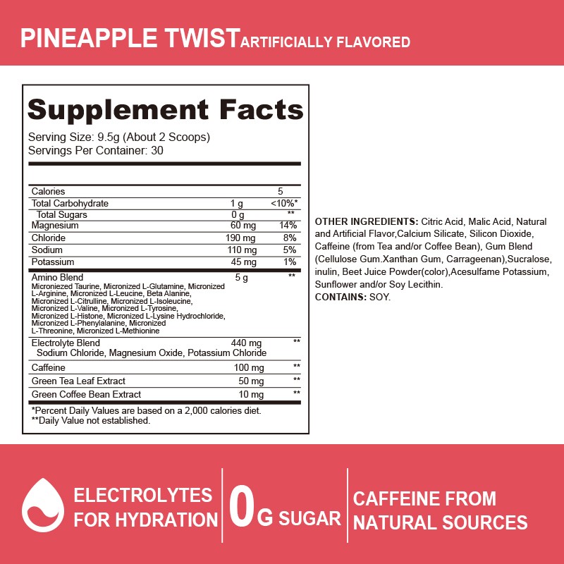 OEM Post-Workout Strawberry Flavor Muscle Recovery Energy Protein Powder with Amino Acids and Vitamin C Immune Support