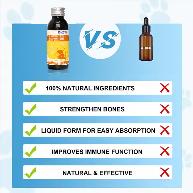 OEM/ODM Private Label Calcium Vitamin D3 Peptide Liquid for Healthy Bones in Dogs Cats