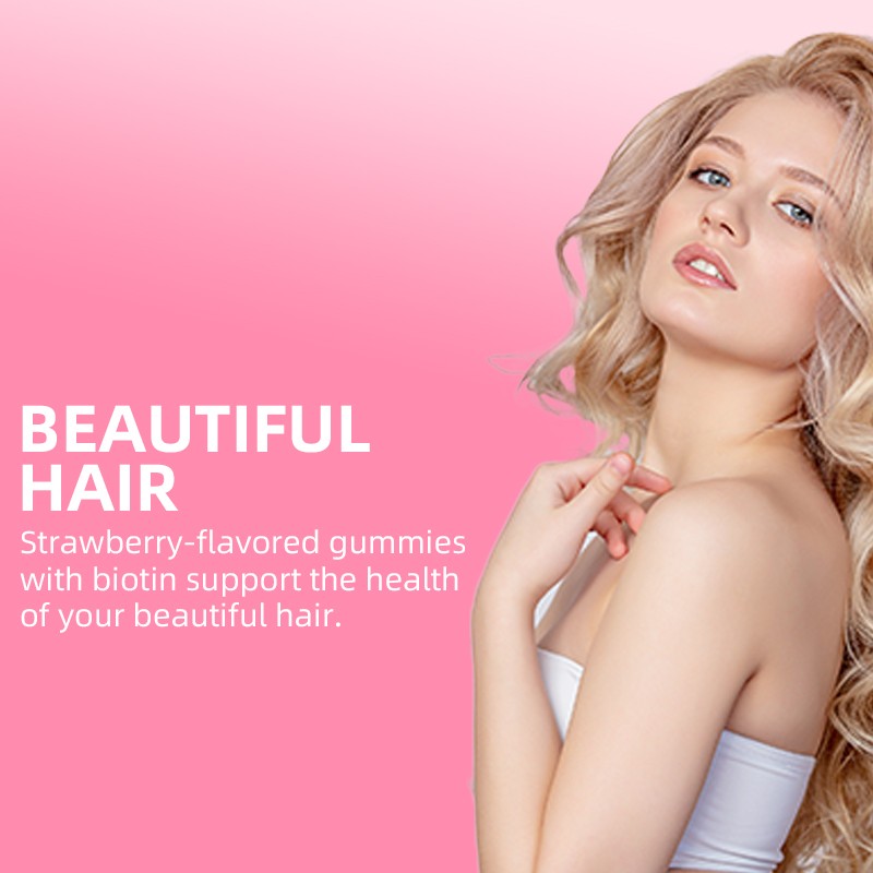 OEM Natural Hair Skin and Nails Collagen Gummies of Multivitamin Support Hydrate Hair Revitalize Skin and Nourish Nails