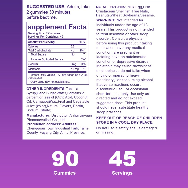 OEM Wholesale Melatonin Gummies Sleep Well Gummies for Adult Relaxation and Sleep