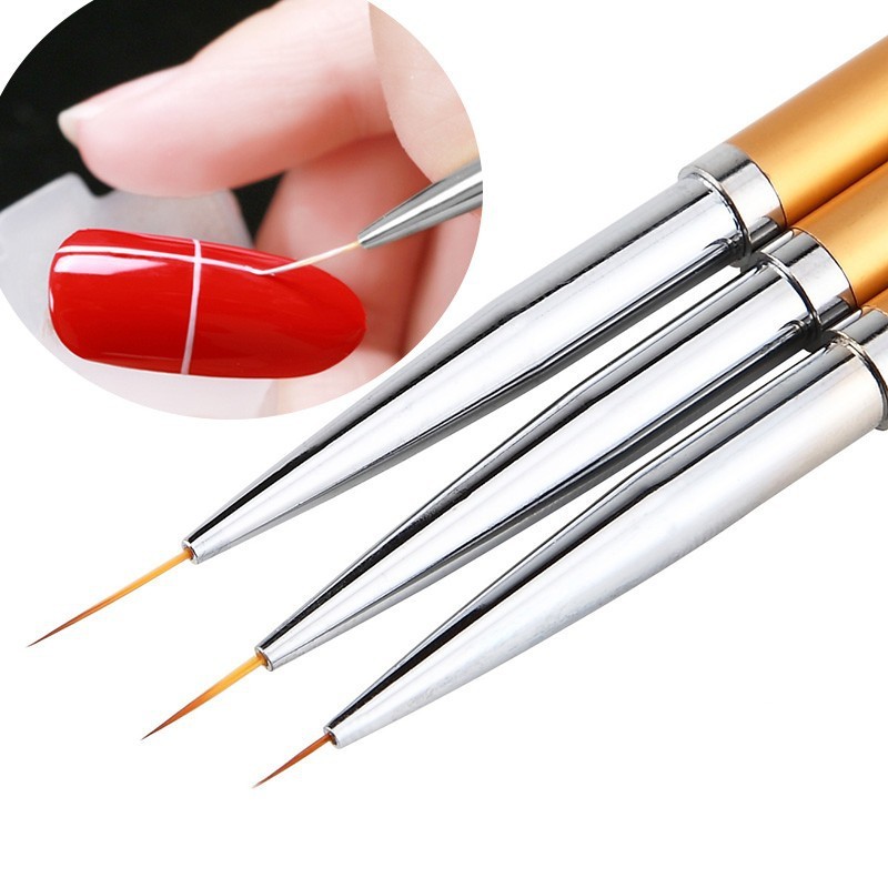 Nail Art Brush Factory - 3Pcs Acrylic French Stripe Liner Brush 3D Pen