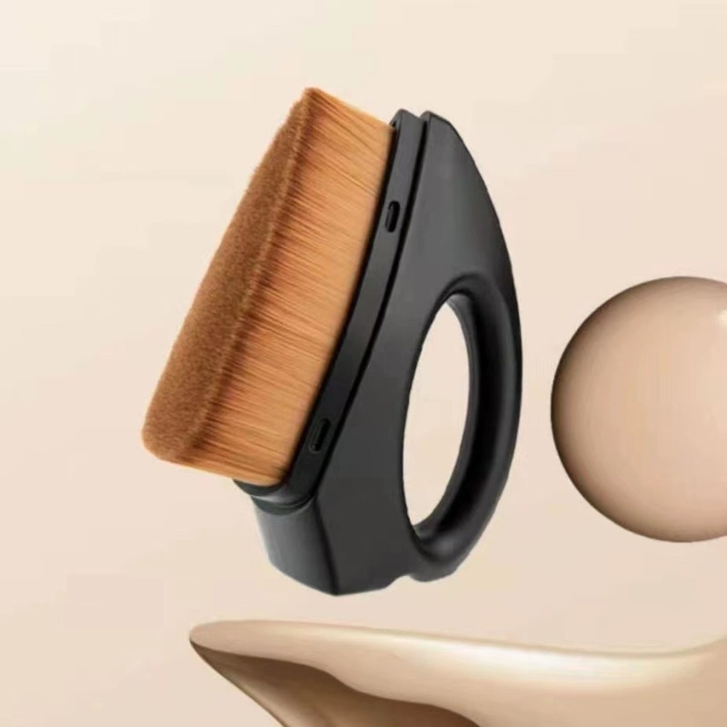 Foundation Brush Supplier - Portable Tan Synthetic Fiber Professional Brush