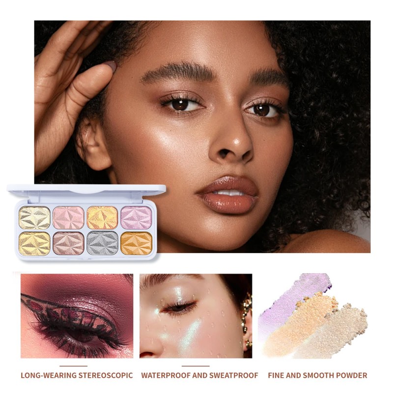 Highlighter Palette Supplier - Cosmetics 8 Color Face Long Lasting Shimmer