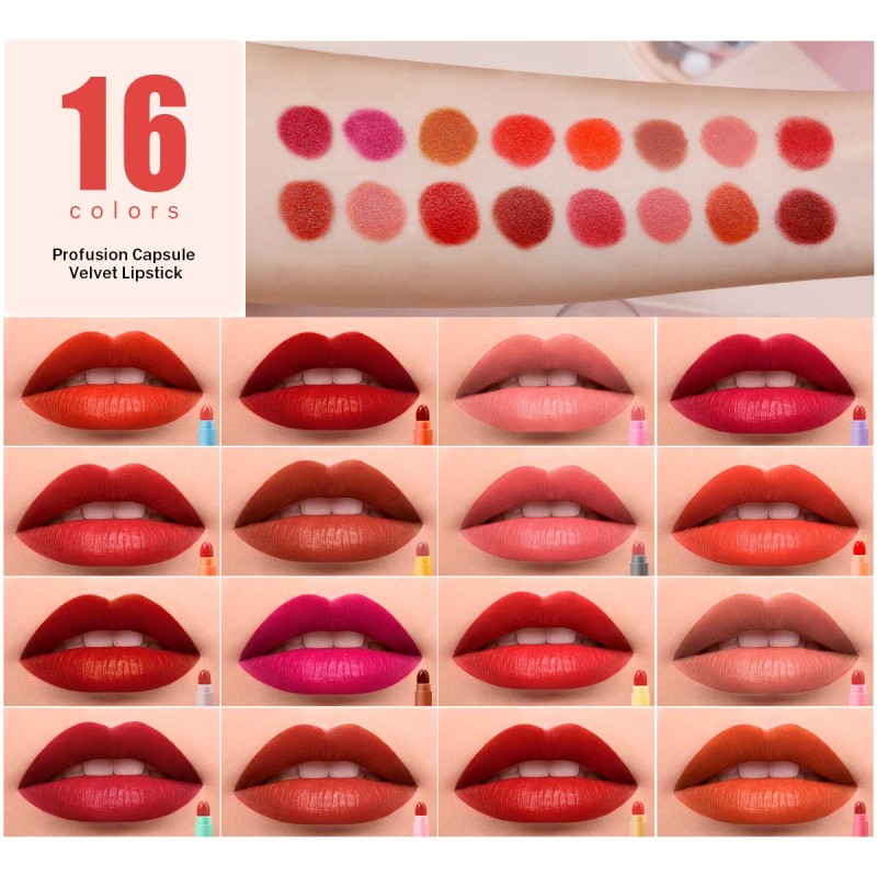 Lipstick Set Supplier - DEROL 16 Color Hot Selling Cute Capsule Velvet