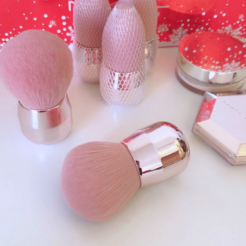 Powder Makeup Brush Factory - Portable Pink Mushroom Aluminum Handle Brush