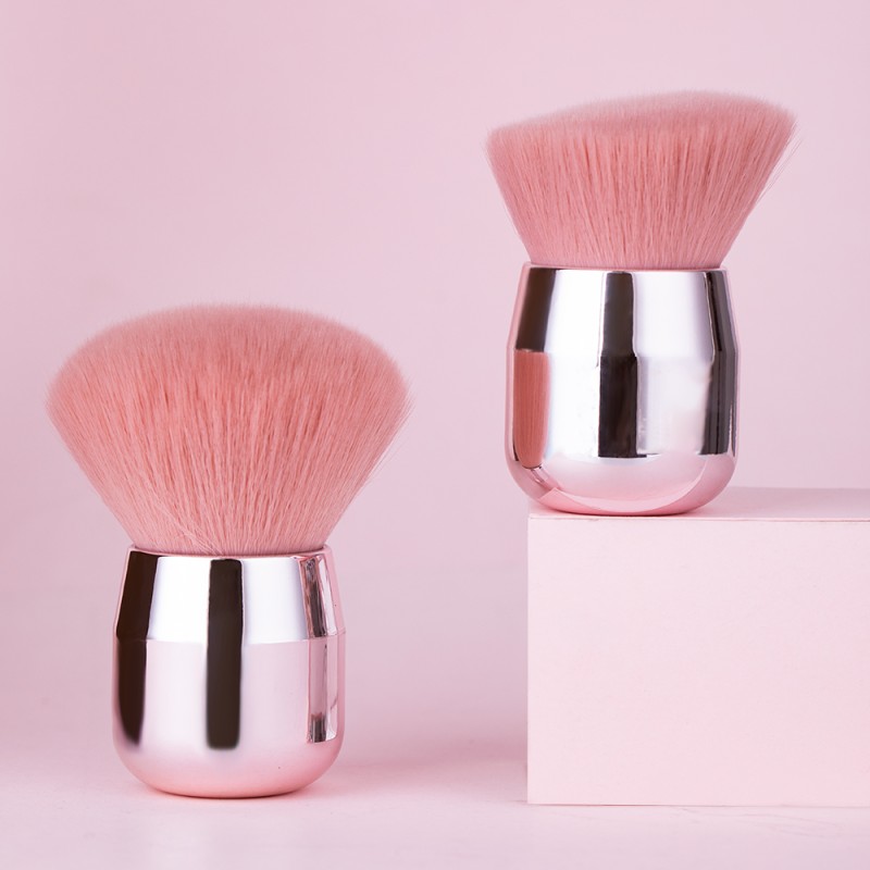 Powder Makeup Brush Factory - Portable Pink Mushroom Aluminum Handle Brush