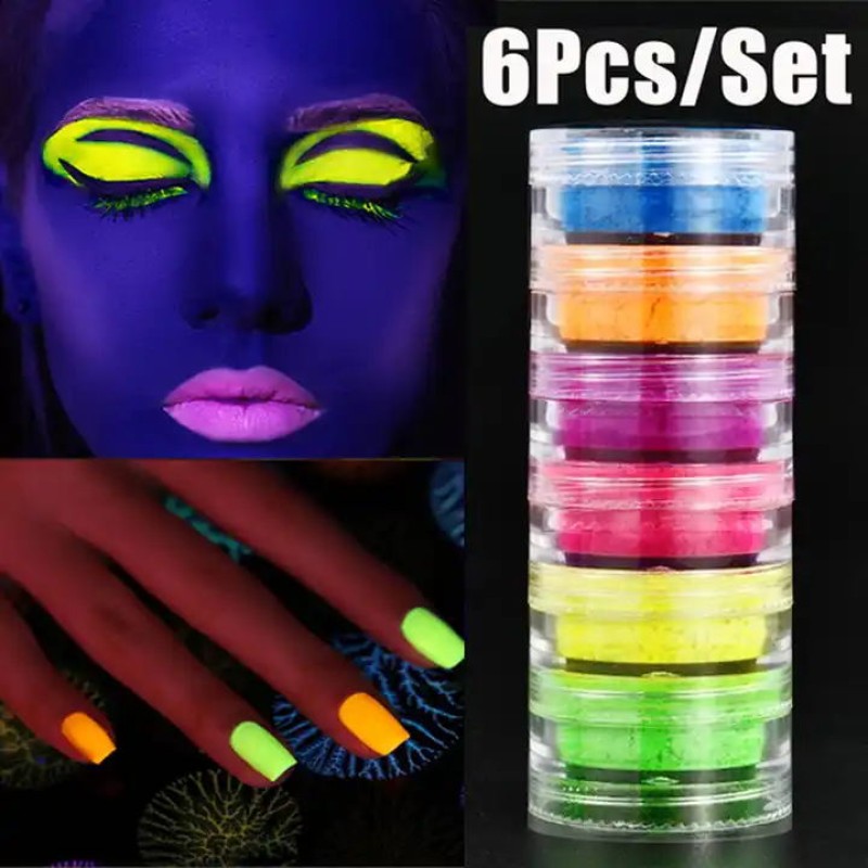 Luminous Powder Factory - Loose 6pcs/set Colors UV Neon Face Powder