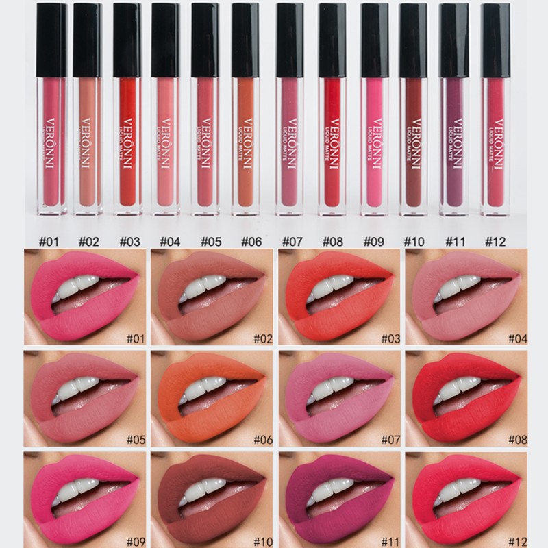 Liquid Lipstick Manufacturer - 12pcs/set Velvet Matte Waterproof Lip Gloss