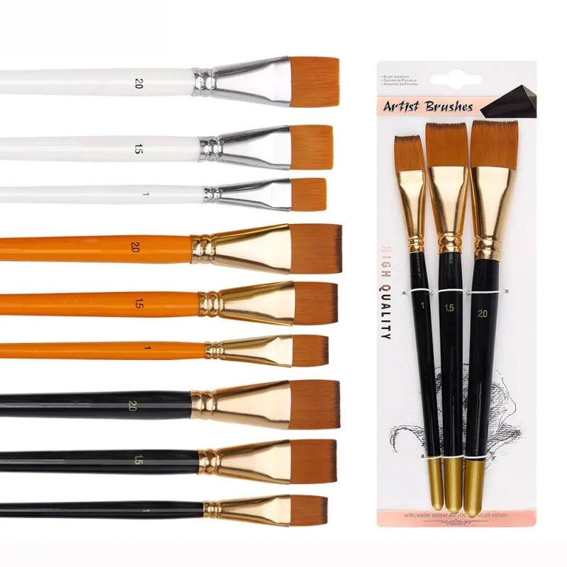 Painting Brush Set Factory - 3PCS/Set Oil Painting 3Color Big Flat Head