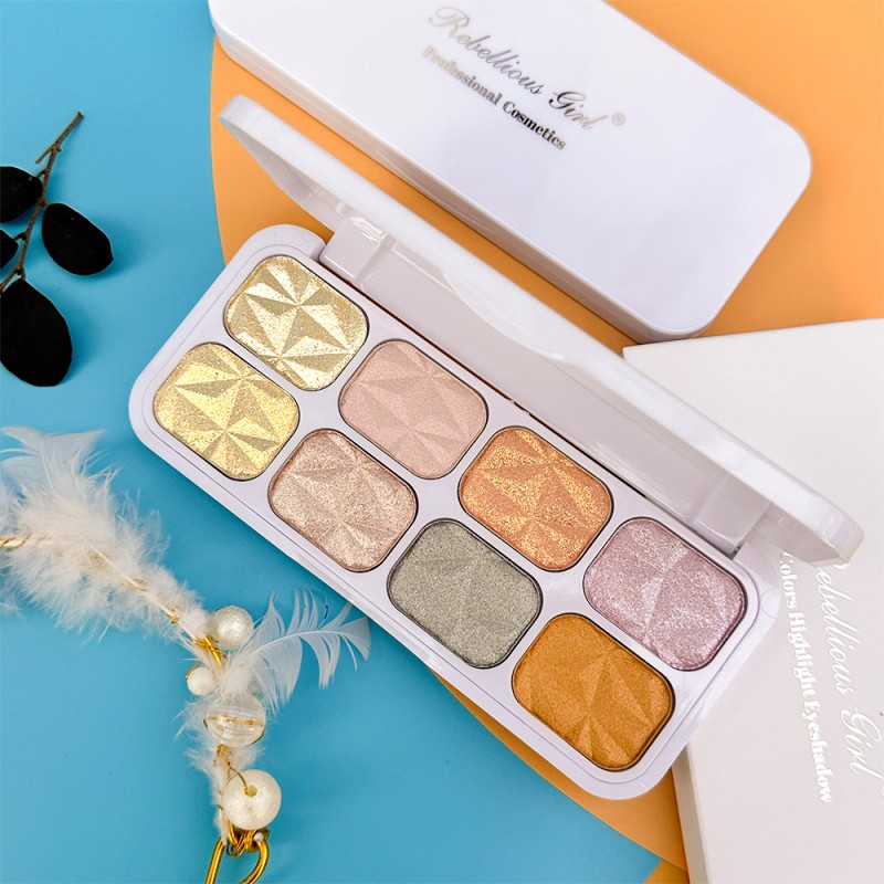 Highlighter Palette Supplier - Cosmetics 8 Color Face Long Lasting Shimmer