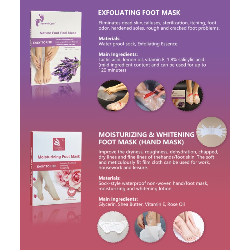 Foot Mask Factory - Custom Label Lavender Rose Moisturizing Peel Off Exfoliating
