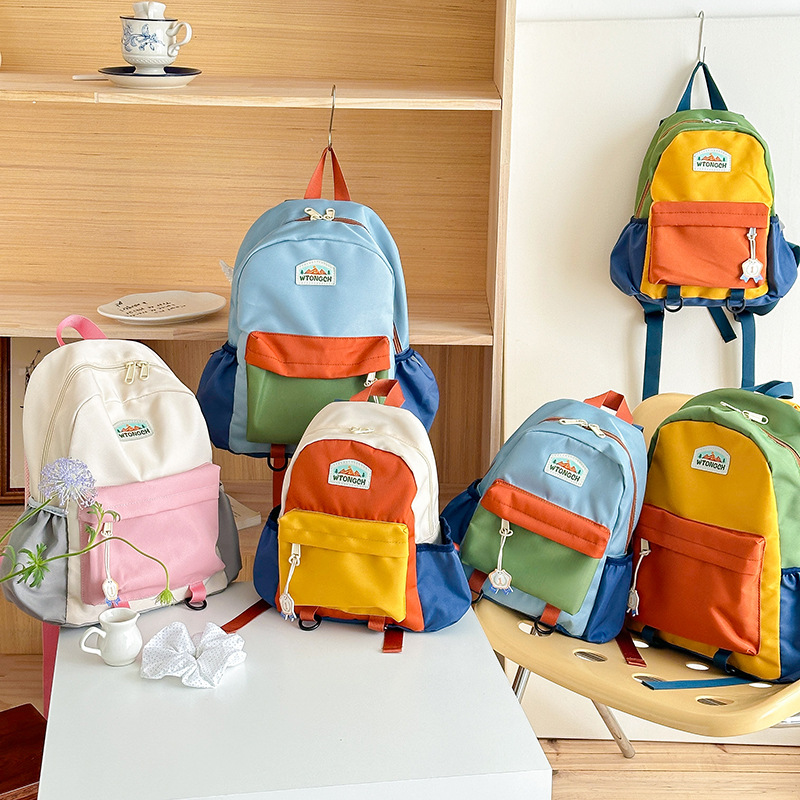 School Bag Supplier - Lightweight Color-Blocked Backpack Kindergarten Travel