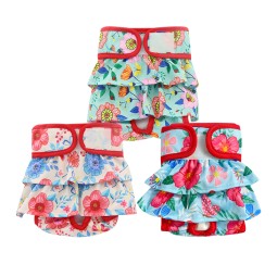 Female Dog Diapers Supplier - Reusable Adjusted Underwear Cloth Pleated Skirt