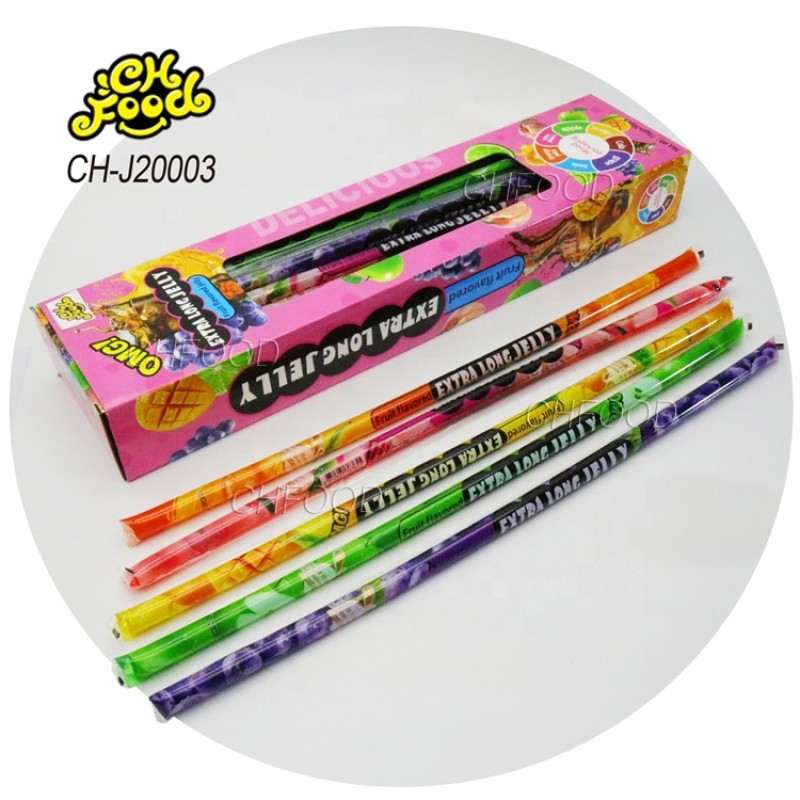 Low MOQ Wholesale Blueberry Mango Orange Peach and Apple Flavors Long Stick Fruity Jelly Pudding Candy Sweets for Kids