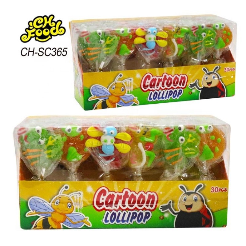 Wholesale and Custom Sugar Coated Cartoon Shape Jelly Gummy Candy Sweets Soft Candy Lollipop