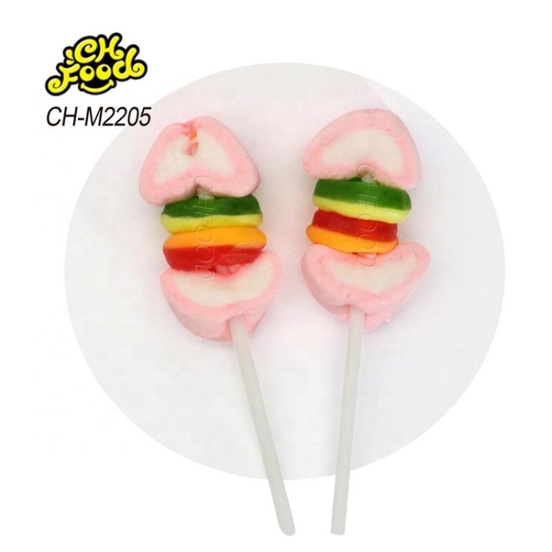 Custom Cheap Halal New Heart Shape Marshmallow with Hamburger Gummy Candy Valentine's Day Candies Fruit Flavor Cotton Candy
