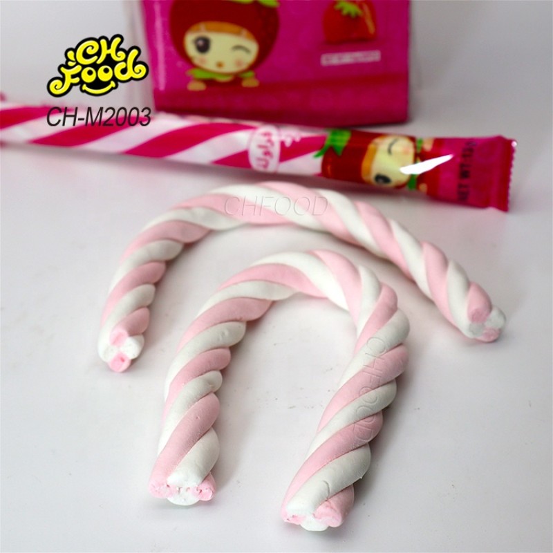 Hot Long Twist Stick Marshmallow Sweets OEM and Wholesale Halal Fruit Flavor Cotton Candy in China