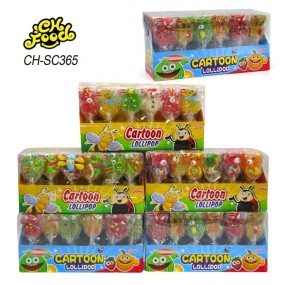 Wholesale and Custom Sugar Coated Cartoon Shape Jelly Gummy Candy Sweets Soft Candy Lollipop