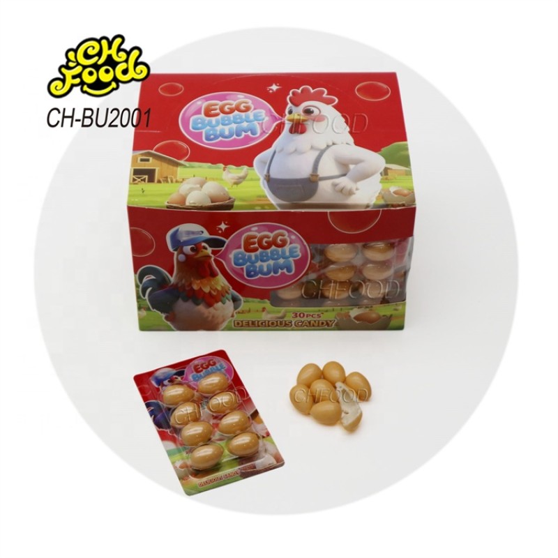 Low MOQ Wholesale Fruit Flavor Small Egg Shape Bubble Gum Halal Chewing Gum Candy Sweets