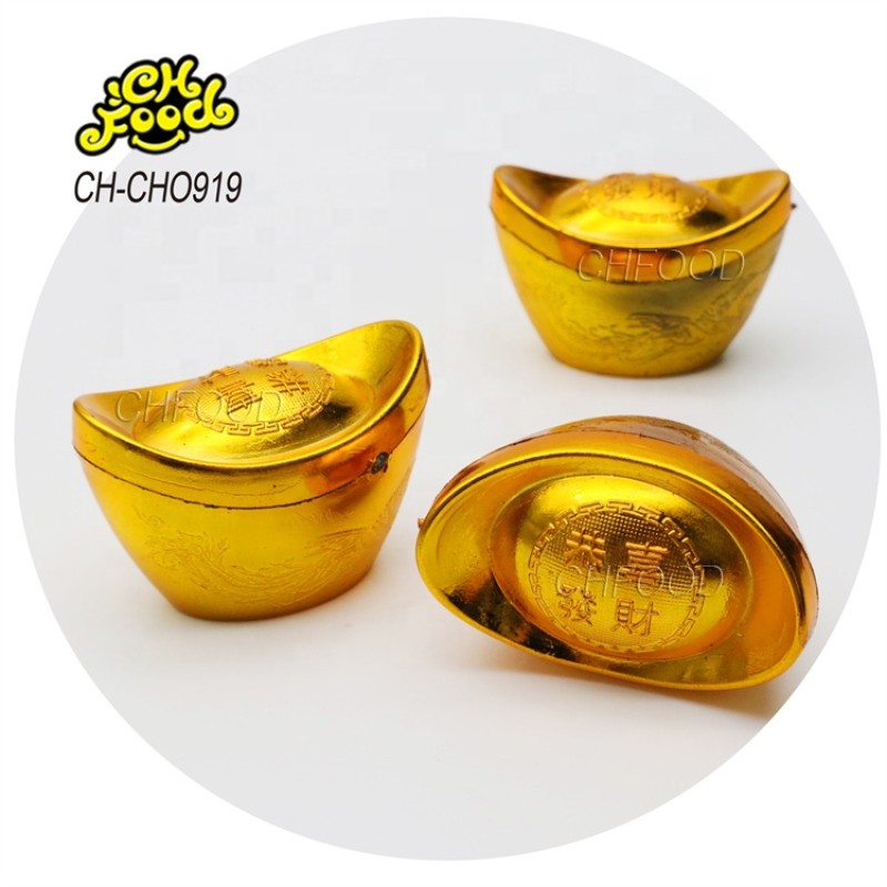 Hot Selling Ancient Chinese Gold Ingot Shape Toy with Chocolate Gold Coins and Chocolate Ball