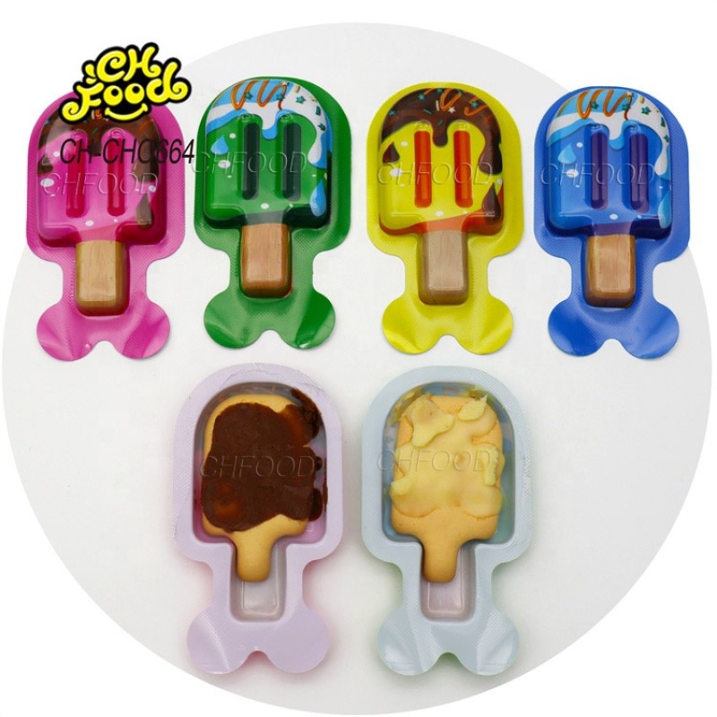 LOW MOQ Factory Wholesale Ice Cream Shape Chocolate Biscuits OEM Halal Snack Food