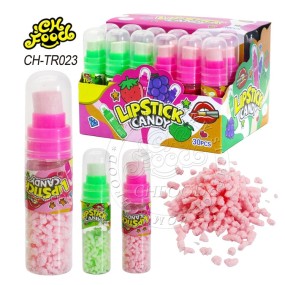 Custom Finger Push Lipstick Fruit Flavor Tablet Candy with Sour Powder Candy Sweets Toy Lollipop for Kids