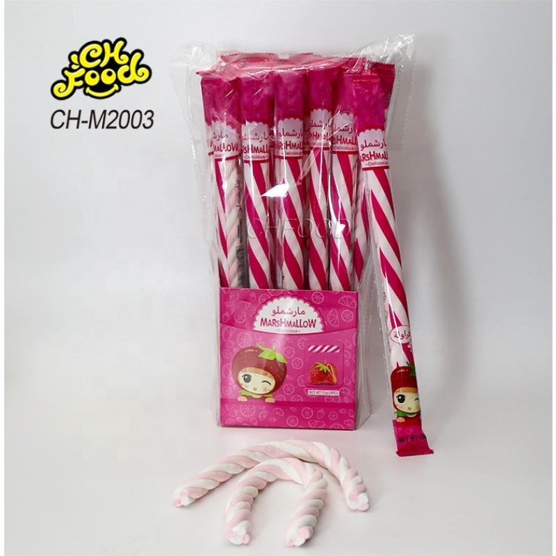 Hot Long Twist Stick Marshmallow Sweets OEM and Wholesale Halal Fruit Flavor Cotton Candy in China